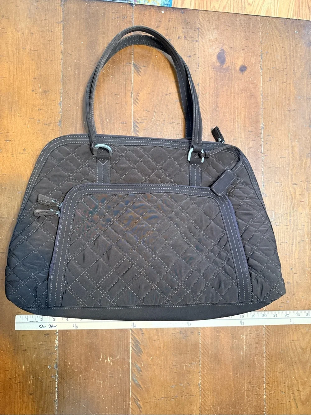 Vera Bradley Quilted Brown Laptop Tote